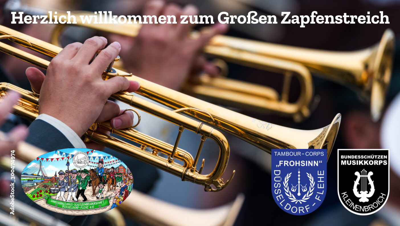 Anlässlich unseres 100-jährigen Jubiläums laden wir am 2. Okt. 2025, ab 17:00 Uhr, zum Großen Zapfenstreich vor der Fleher Kirche ein.