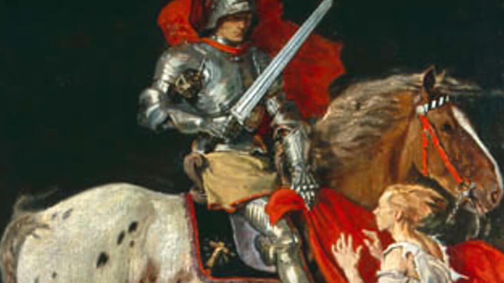 Julius Paul Junghanns, St. Martin Mantelspende, Öl auf Leinwand, 100 x 91 cm, Stadtmuseum Düsseldorf, Objektnummer SMD.B 2106. Julius Paul Junghanns, St. Martin Mantelspende, Öl auf Leinwand, 100 x 91 cm, Stadtmuseum Düsseldorf, Objektnummer SMD.B 2106.