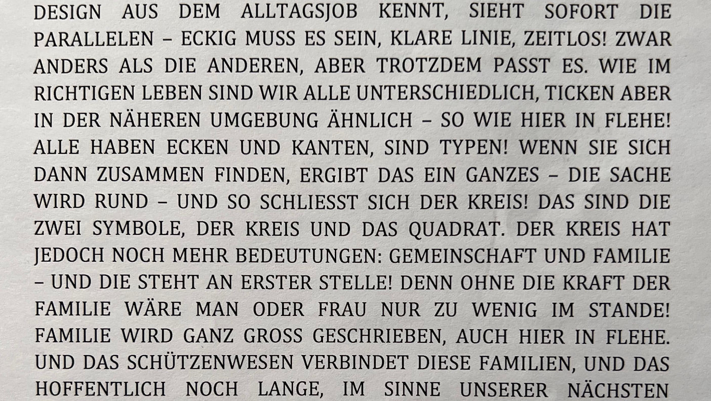 Die Vorstellung mitsamt Erläuterung der Gestaltung vom neuen Königssilber erfolgt traditionsgemäß sonntags morgens im Rahmen der Einsegnung in der Fleher Pfarrkirche. Die Vorstellung mitsamt Erläuterung der Gestaltung vom neuen Königssilber erfolgt traditionsgemäß sonntags morgens im Rahmen der Einsegnung in der Fleher Pfarrkirche.
